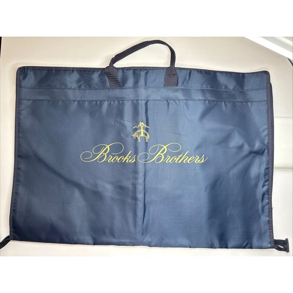 Brooks Brothers Blue Garment Bag Travel Suit Cover Folding Zippered 44